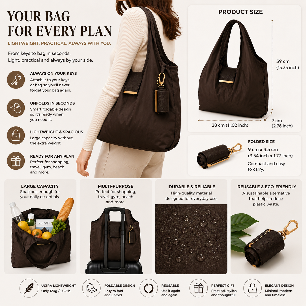Glanno™ – The Keychain That Unfolds Into A Full-Size Bag